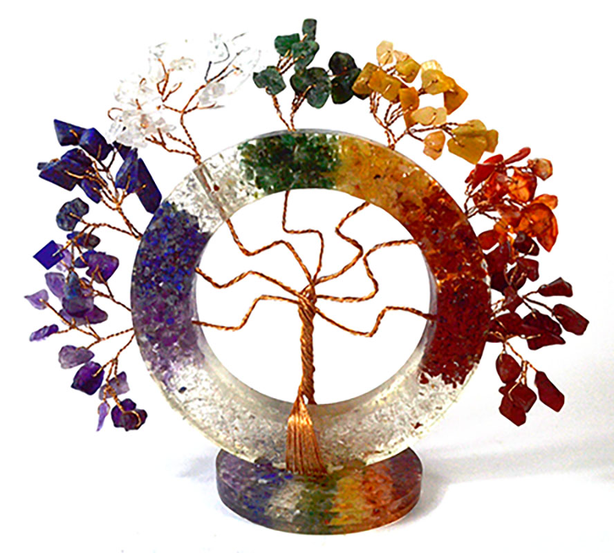 4 1/2" Circle Tree of Life Chakra gemstone tree (image for) 4 1/2" Circle Tree of Life Chakra gemstone tree