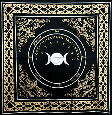 24"x24" Triple Moon Pendulum/ Ouija altar cloth (image for) 24"x24" Triple Moon Pendulum/ Ouija altar cloth