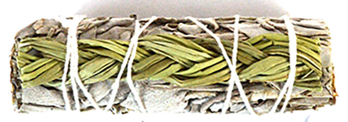 4" White Sage & Sweetgrass smudge stick (image for) 4" White Sage & Sweetgrass smudge stick
